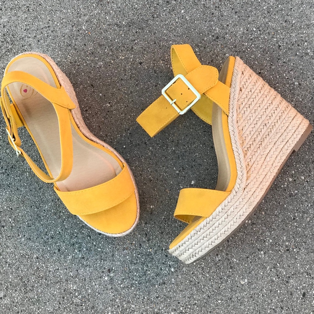 Soda Mustard Yellow espadrille 5” Wedge - Picture 4 of 7